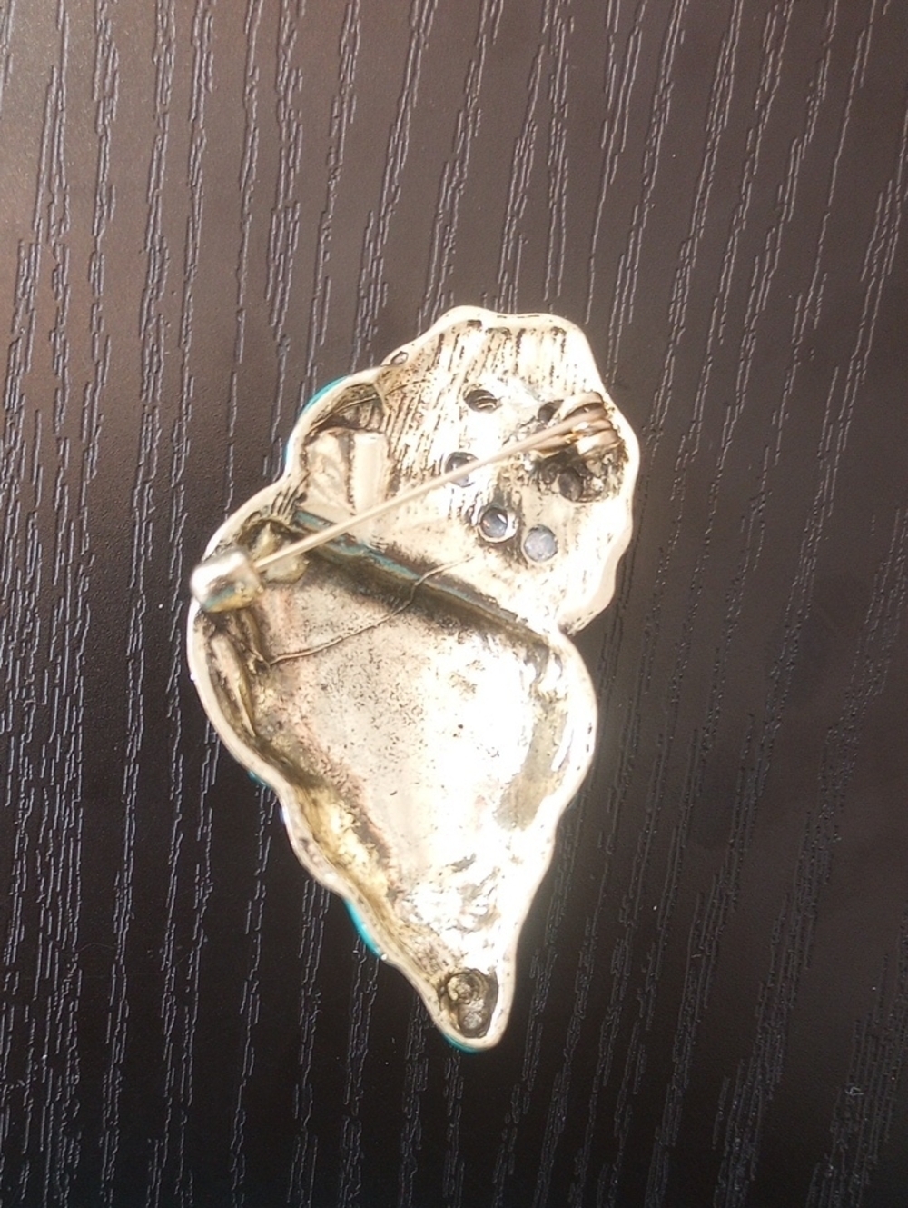 Turquoise Green Blue Rhinestone Conch Shell Brooch Pin - Picture 4 of 4